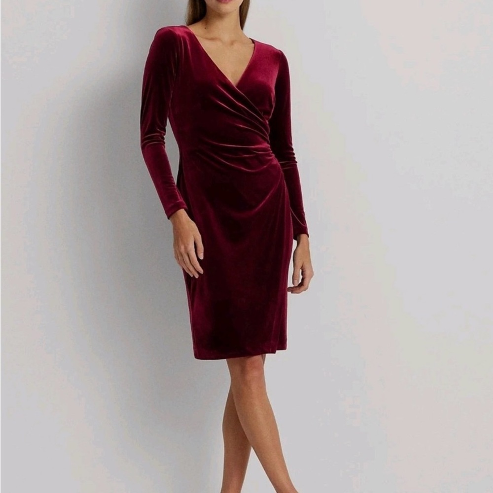 RALPH LAUREN VELVET SURPLICE DRESS NEW WOMEN'S SIZE 8